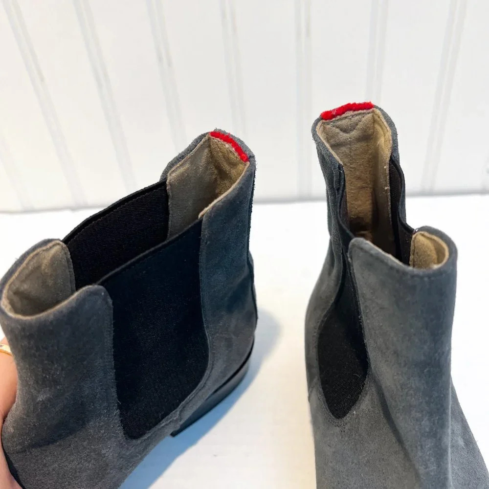 Paul Warmer Gray Suede Leather Designer Classic Chelsea Boots 37 - Picture 6 of 11